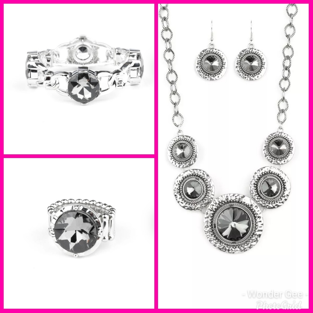 3pc Silver Smokey Quartz Set